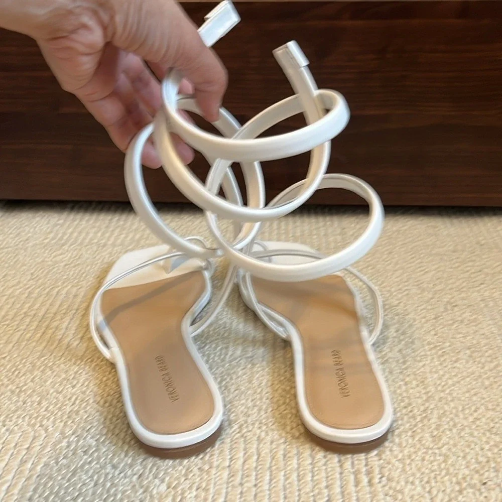 NWOB Veronica‎ Beard Allura Ankle Wrap Sandals Women size 8 in Coconut Boho